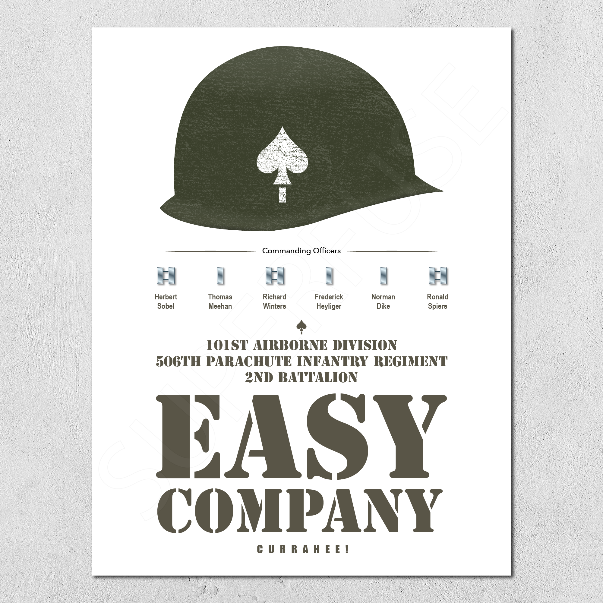 Easy Company Poster – 506th PIR, 101st Airborne Helmet with
